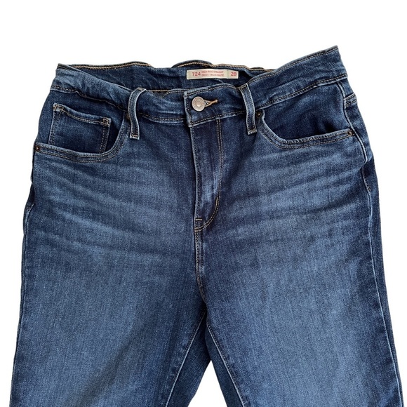 Levi's 724 High Rise Straight Jeans Distressed Ripped - Picture 4 of 16